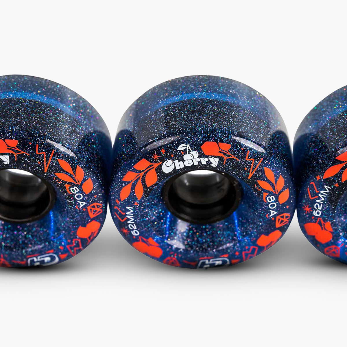 JG RODAS (4UN) - CHERRY - 62MM - 80A - AZUL GLITTER