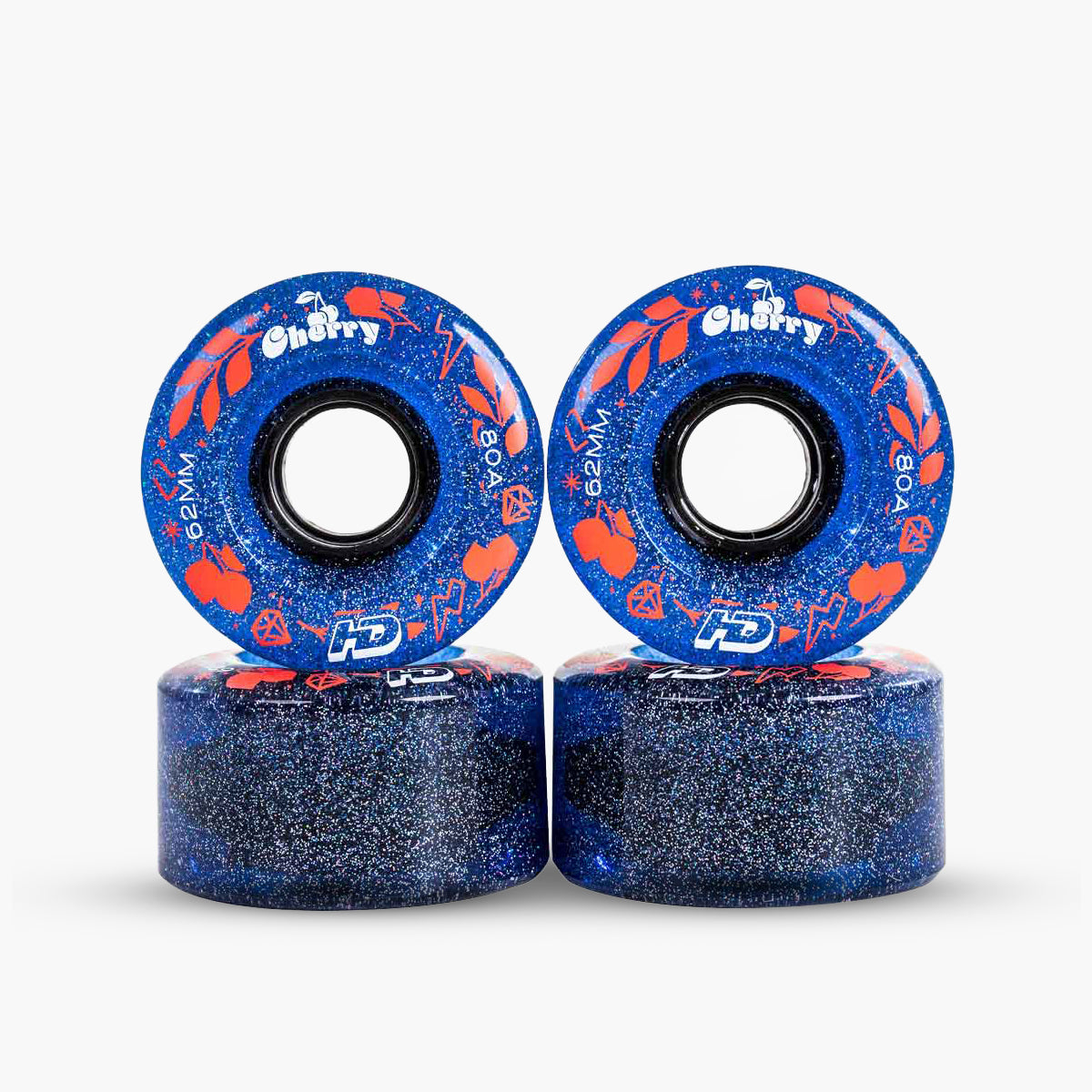 JG RODAS (4UN) - CHERRY - 62MM - 80A - AZUL GLITTER