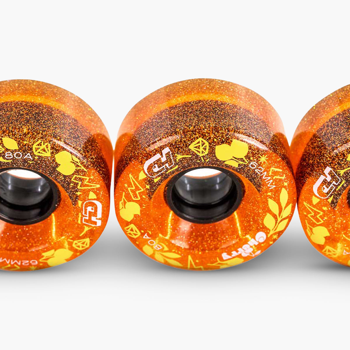 JG RODAS (4UN) - CHERRY - 62MM - 80A - LARANJA GLITTER