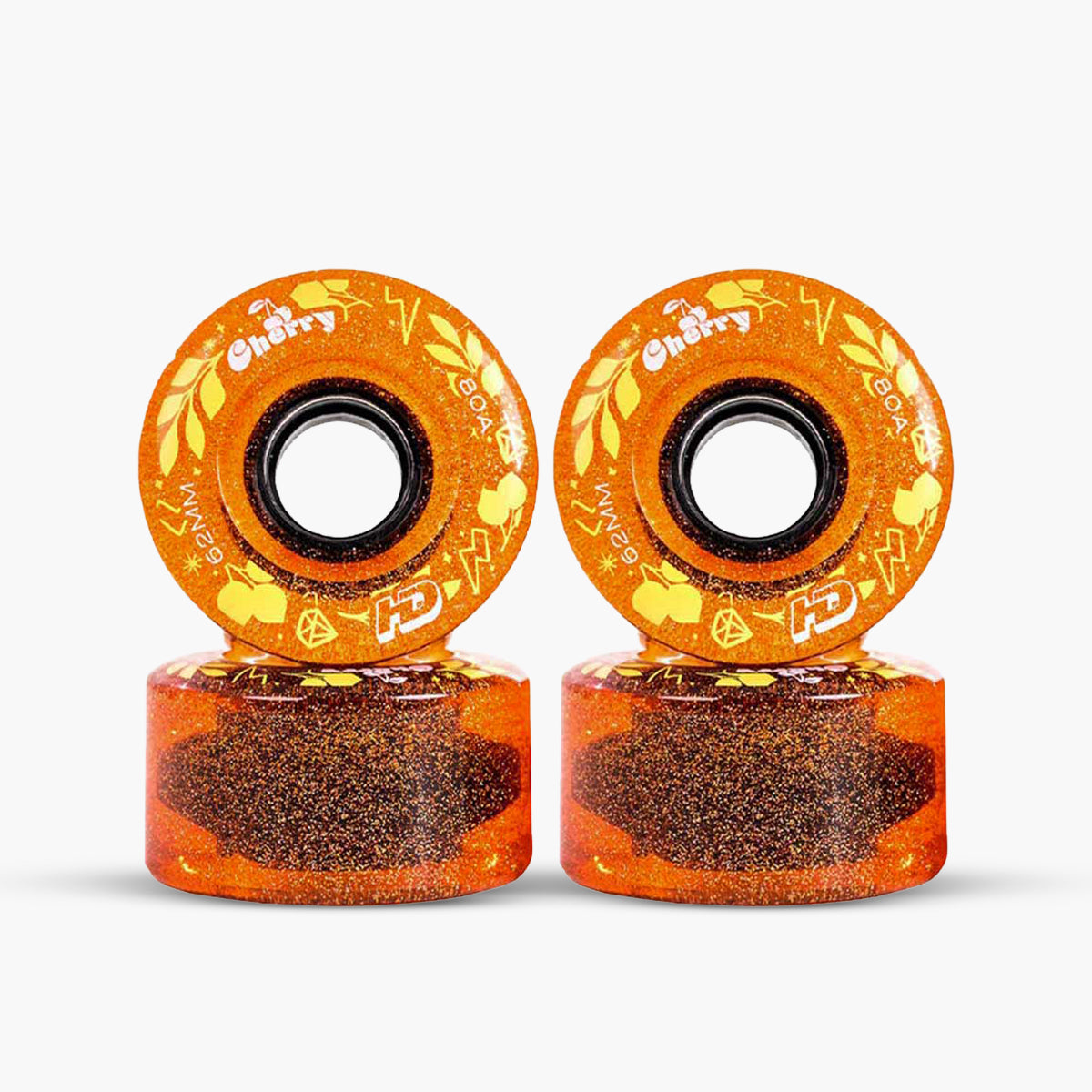 JG RODAS (4UN) - CHERRY - 62MM - 80A - LARANJA GLITTER