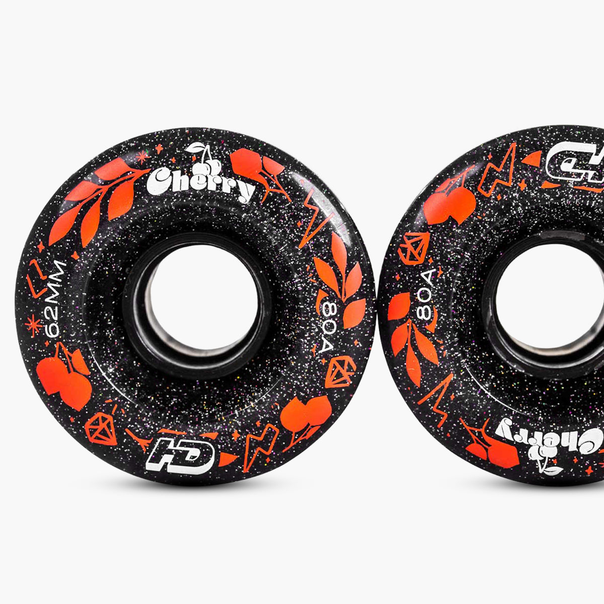 JG RODAS HD INLINE (4UN) - CHERRY - 62MM - 80A - PRETO GLITTER