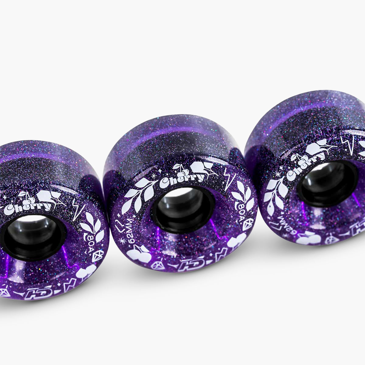 JG RODAS (4UN) - CHERRY - 62MM - 80A - ROXO GLITTER